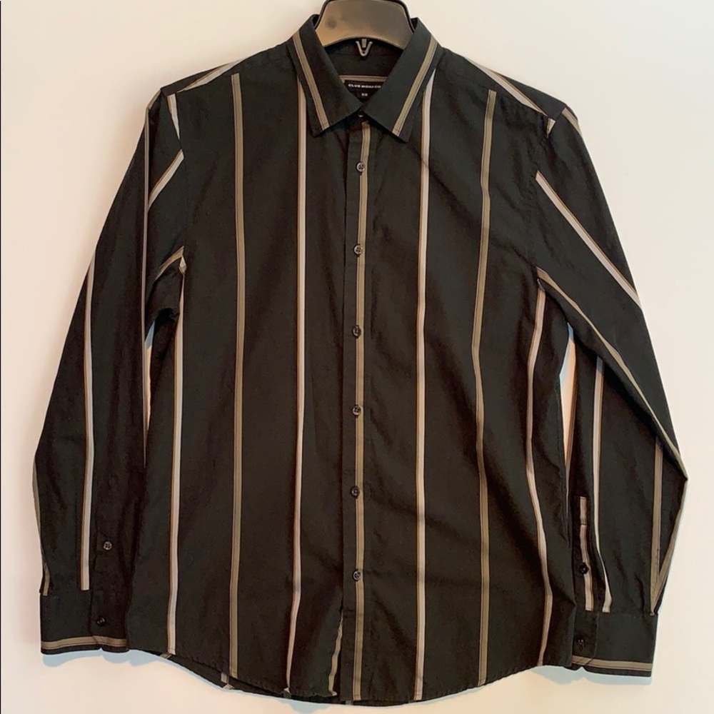 Club Monaco M cotton shirt black stripes
